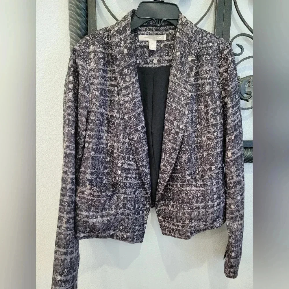 Forever 21 Abstract Cropped Open Front Blazer Jacket
